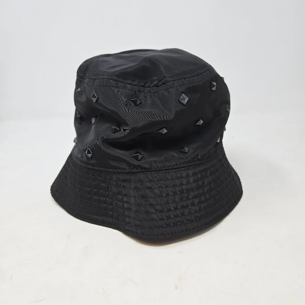 Madden NYC Black Studded Bucket Hat Punk Cyber‎ Streetwear Goth Y2K